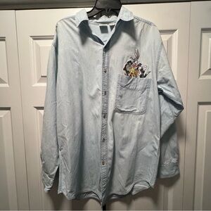 Vintage Looney Tunes Jean Button Up Shirt Bugs Bunny Taz Sylvester Tweety 1994 M